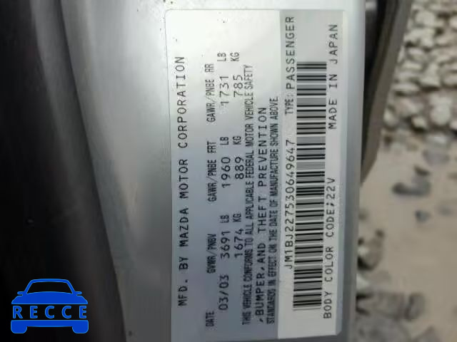 2003 MAZDA PROTEGE SP JM1BJ227530649647 image 9