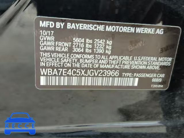 2018 BMW 740 XI WBA7E4C5XJGV23966 image 9