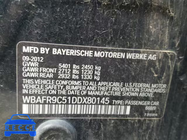 2013 BMW 550 I WBAFR9C51DDX80145 Bild 9