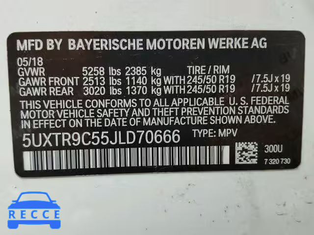 2018 BMW X3 XDRIVEM 5UXTR9C55JLD70666 image 9