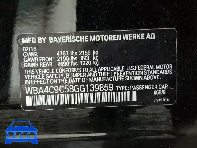2016 BMW 428 XI WBA4C9C58GG139859 Bild 9