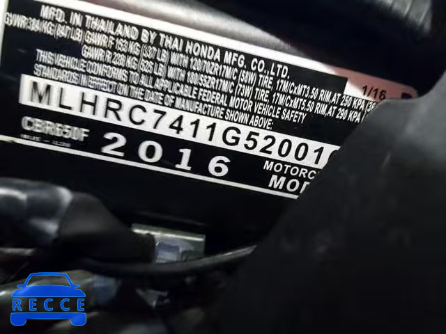 2016 HONDA CBR650 F MLHRC7411G5200101 image 9