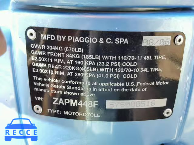 2007 VESPA LX 150 ZAPM448F575008516 image 9