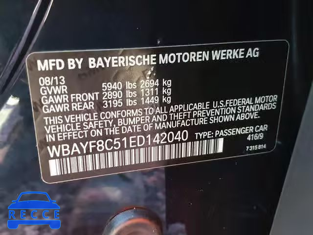 2014 BMW 750 LXI WBAYF8C51ED142040 image 9