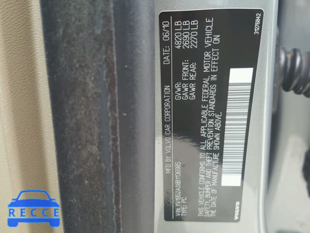 2011 VOLVO S80 3.2 YV1952AS8B1136985 image 9