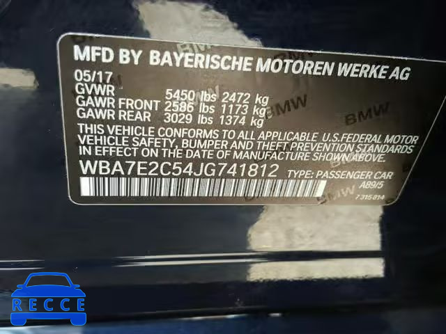2018 BMW 740 I WBA7E2C54JG741812 image 9