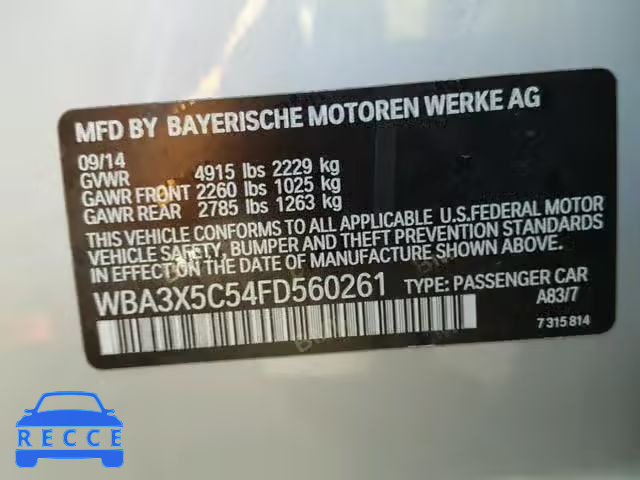 2015 BMW 328 XIGT WBA3X5C54FD560261 зображення 9