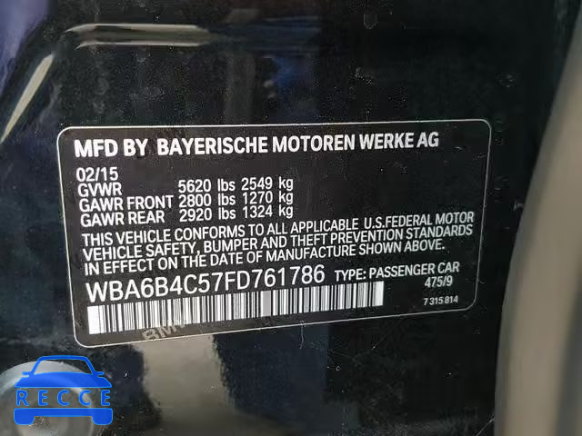 2015 BMW 650 XI WBA6B4C57FD761786 image 9