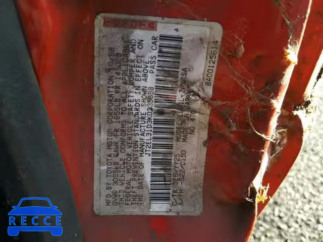 1989 TOYOTA TERCEL JT2EL31D3K0335698 image 9