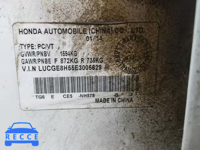 2014 HONDA FIT LX LUCGE8H55E3005629 image 9