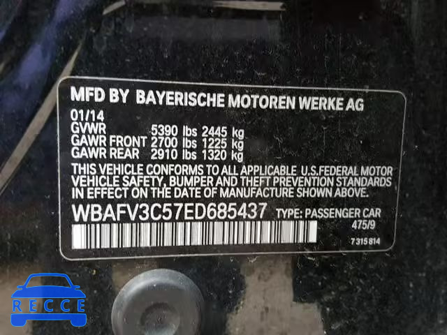2014 BMW 535 D WBAFV3C57ED685437 зображення 9