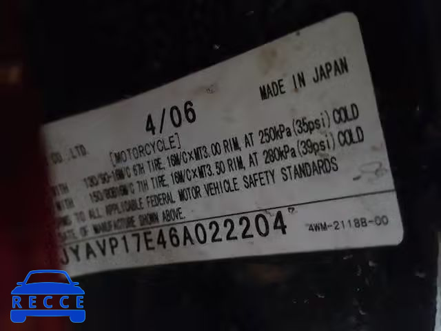 2006 YAMAHA XV1700 A JYAVP17E46A022204 image 9