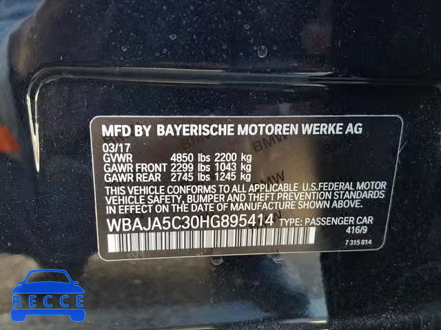 2017 BMW 530 I WBAJA5C30HG895414 Bild 9