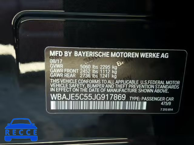 2018 BMW 540 I WBAJE5C55JG917869 image 9