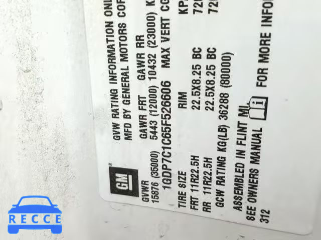 2005 GMC C7500 C7C0 1GDP7C1C65F526606 image 9
