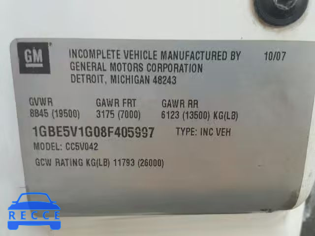 2008 CHEVROLET C5500 C5V0 1GBE5V1G08F405997 Bild 9