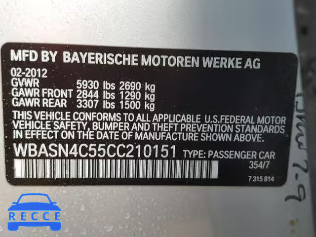 2012 BMW 550 IGT WBASN4C55CC210151 зображення 9