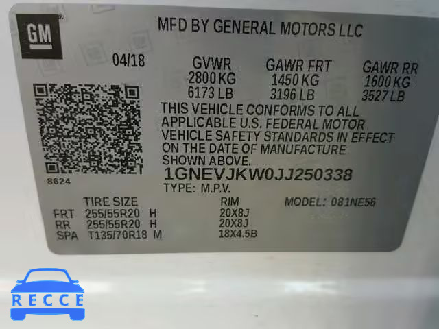 2018 CHEVROLET TRAVERSE P 1GNEVJKW0JJ250338 image 9