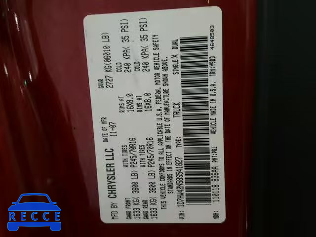 2008 DODGE DAKOTA SLT 1D7HW42N58S541827 image 9