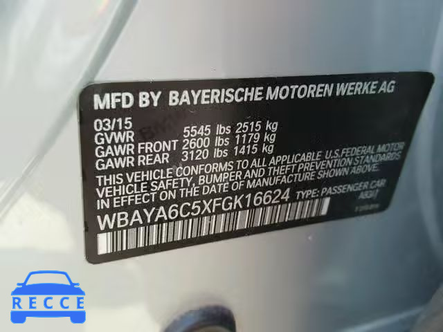 2015 BMW 740 I WBAYA6C5XFGK16624 image 9