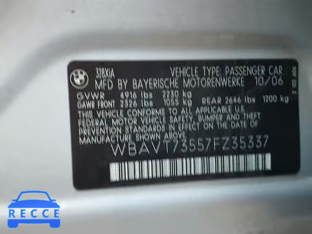 2007 BMW 328 XIT WBAVT73557FZ35337 зображення 9