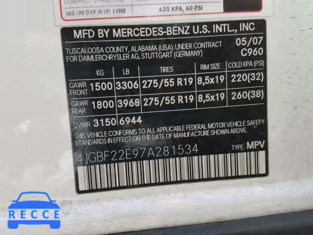 2007 MERCEDES-BENZ GL 320 CDI 4JGBF22E97A281534 зображення 9