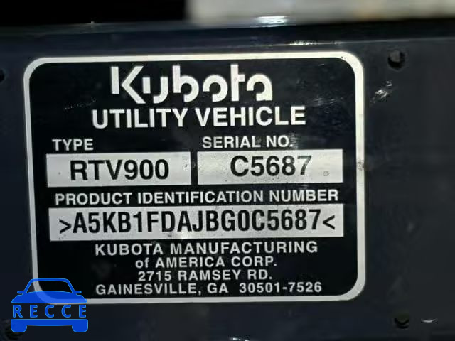 2011 KUBO RTV900 A5KB1FDAJBG0C5687 image 9