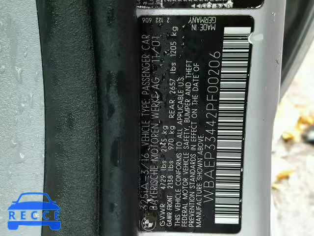 2002 BMW 325 XIT WBAEP33442PF00206 image 9