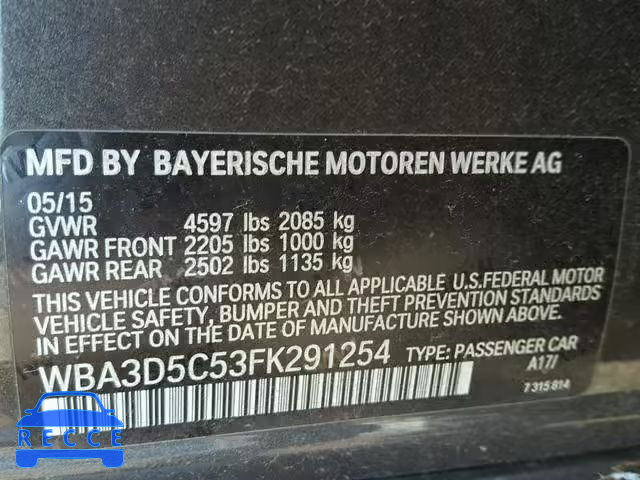 2015 BMW 328 D WBA3D5C53FK291254 image 9