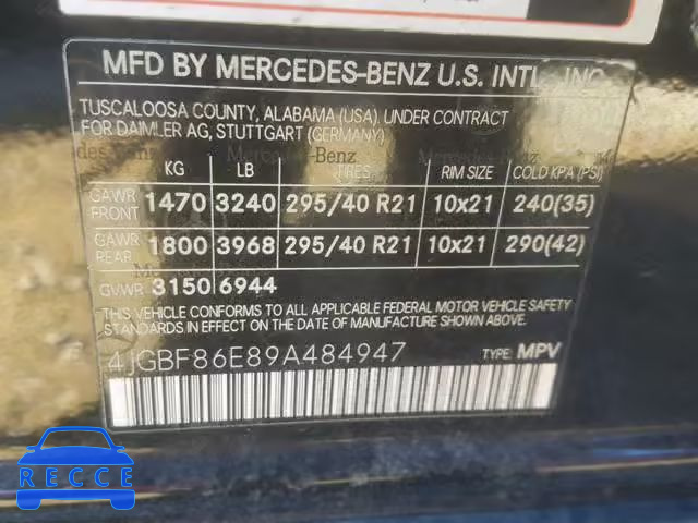 2009 MERCEDES-BENZ GL 550 4MA 4JGBF86E89A484947 image 9