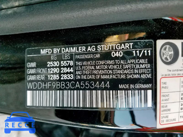 2012 MERCEDES-BENZ E 550 4MAT WDDHF9BB3CA553444 image 9