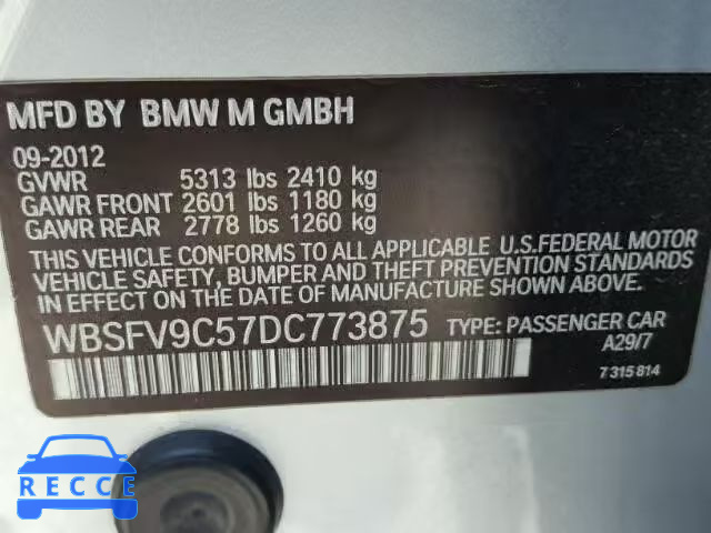 2013 BMW M5 WBSFV9C57DC773875 зображення 9