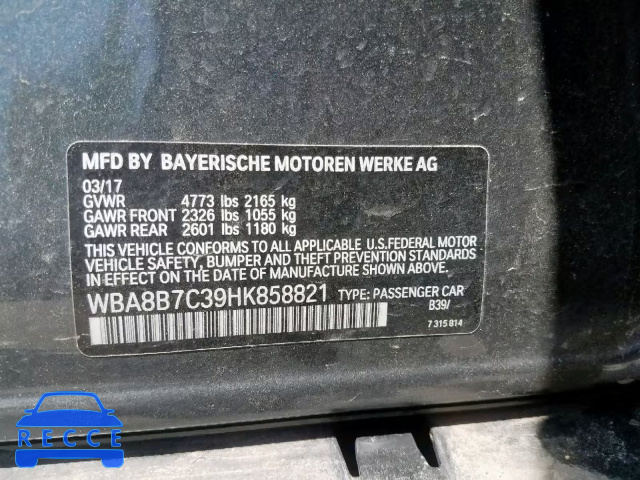 2017 BMW 340 XI WBA8B7C39HK858821 image 9