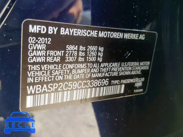 2012 BMW 535 XIGT WBASP2C59CC338696 image 9
