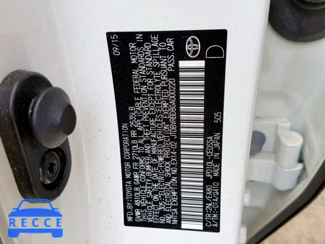 2016 TOYOTA MIRAI JTDBVRBD8GA000220 зображення 9