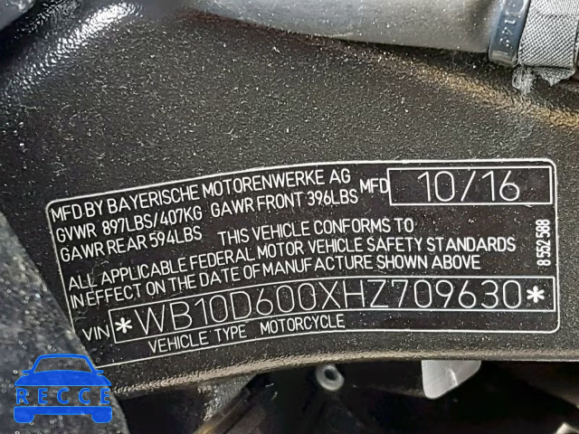 2017 BMW S 1000 RR WB10D600XHZ709630 image 9