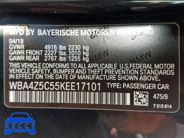 2019 BMW 440I WBA4Z5C55KEE17101 Bild 9