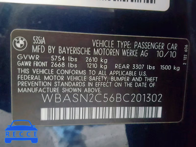 2011 BMW 535 GT WBASN2C56BC201302 зображення 9