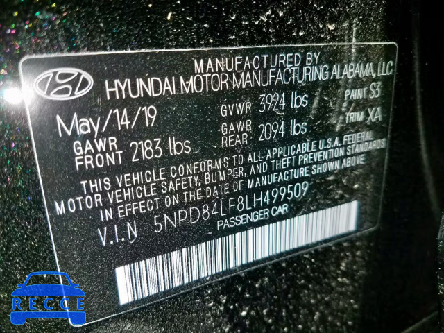 2020 HYUNDAI ELANTRA SE 5NPD84LF8LH499509 зображення 9