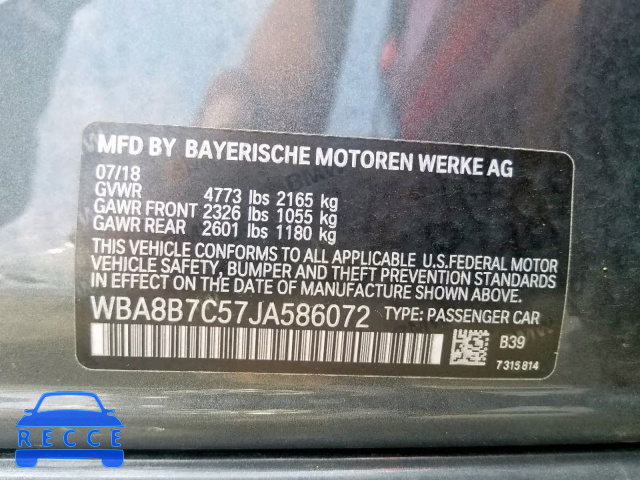 2018 BMW 340 XI WBA8B7C57JA586072 зображення 9