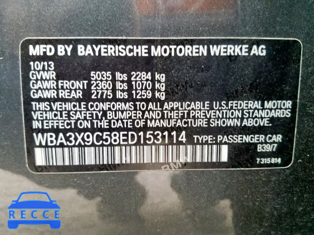 2014 BMW 335 XIGT WBA3X9C58ED153114 image 9