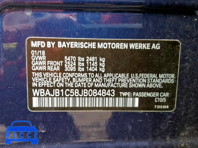 2018 BMW 530XE WBAJB1C58JB084843 зображення 9
