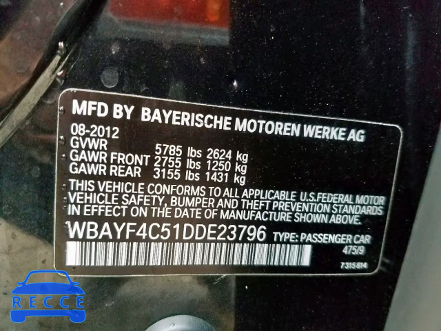 2013 BMW 740 LXI WBAYF4C51DDE23796 зображення 9