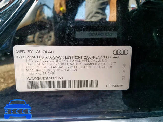 2014 AUDI A8 QUATTRO WAUAGAFD2EN002159 image 9