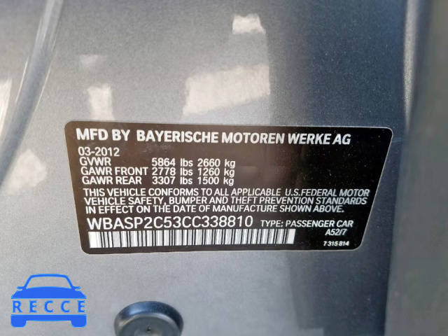2012 BMW 535 XIGT WBASP2C53CC338810 image 9