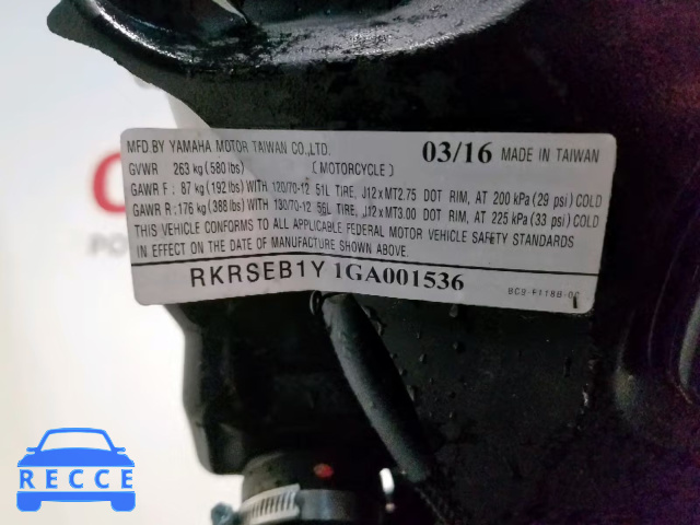 2016 YAMAHA YW125 RKRSEB1Y1GA001536 зображення 9