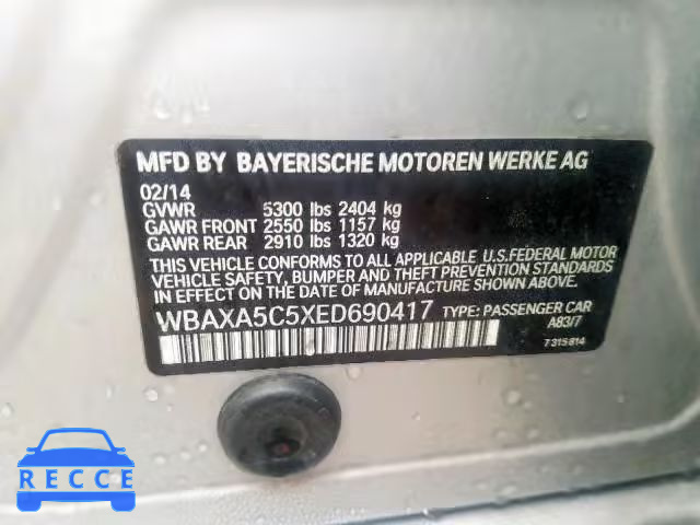 2014 BMW 535 D WBAXA5C5XED690417 зображення 9