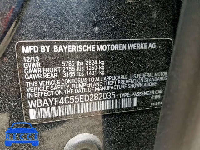2014 BMW 740 LXI WBAYF4C55ED282035 зображення 9