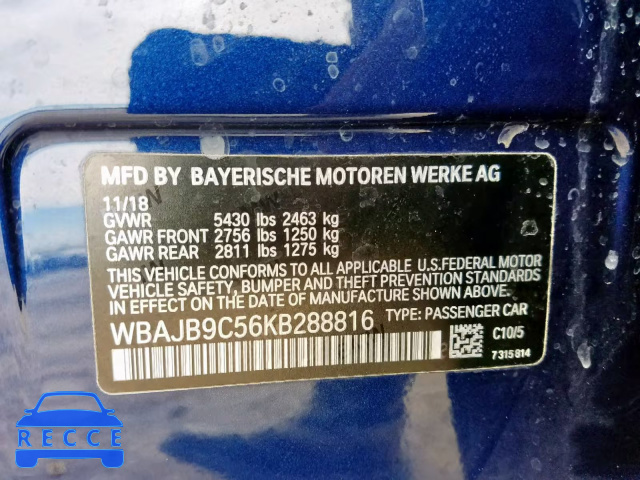 2019 BMW M550XI WBAJB9C56KB288816 зображення 9