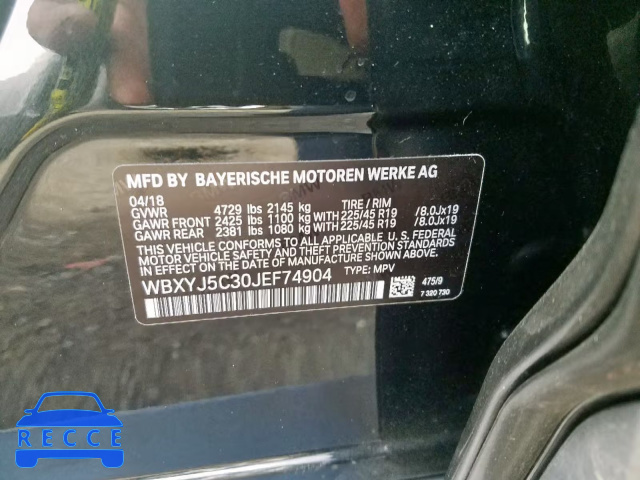 2018 BMW X2 XDRIVE2 WBXYJ5C30JEF74904 image 9